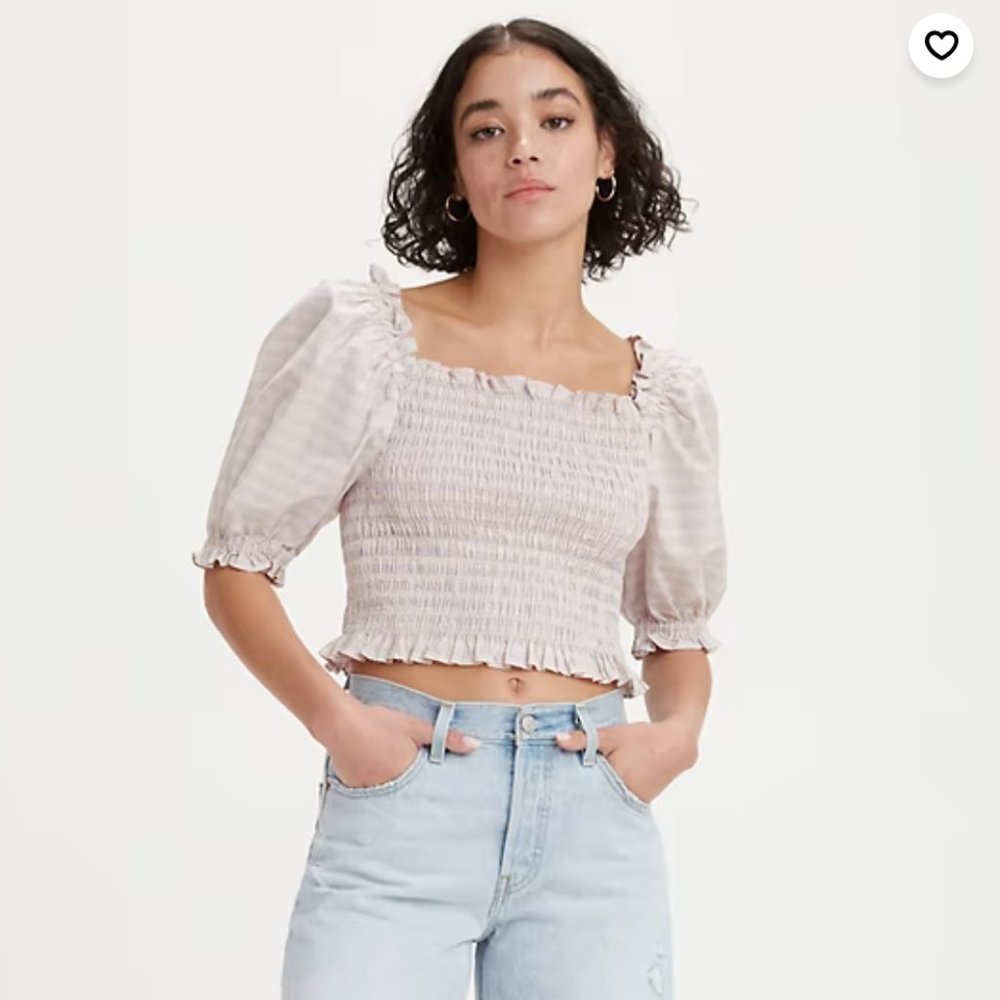 NWOT Levi's Rey Smocked Short Sleeve Blouse Small